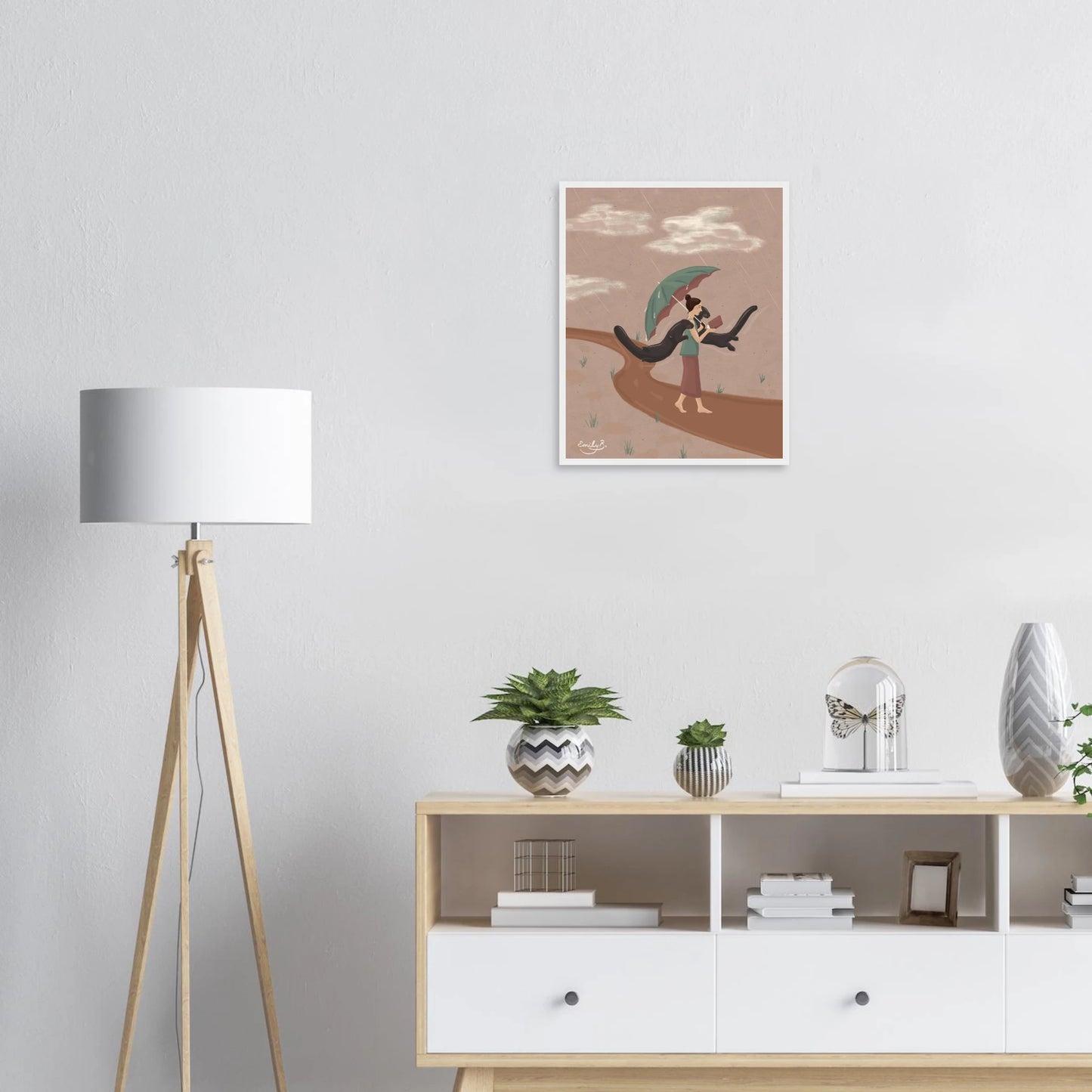 Reading Otters framed art print featuring a whimsical book lover illustration