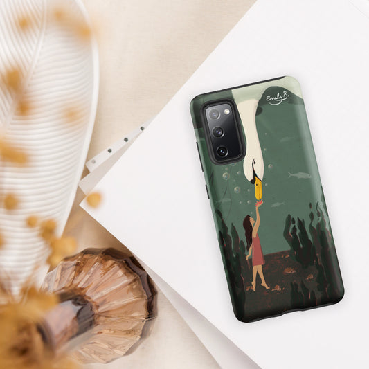 Swan Underwater phone case with original illustrated artwork by Emily B. Studio