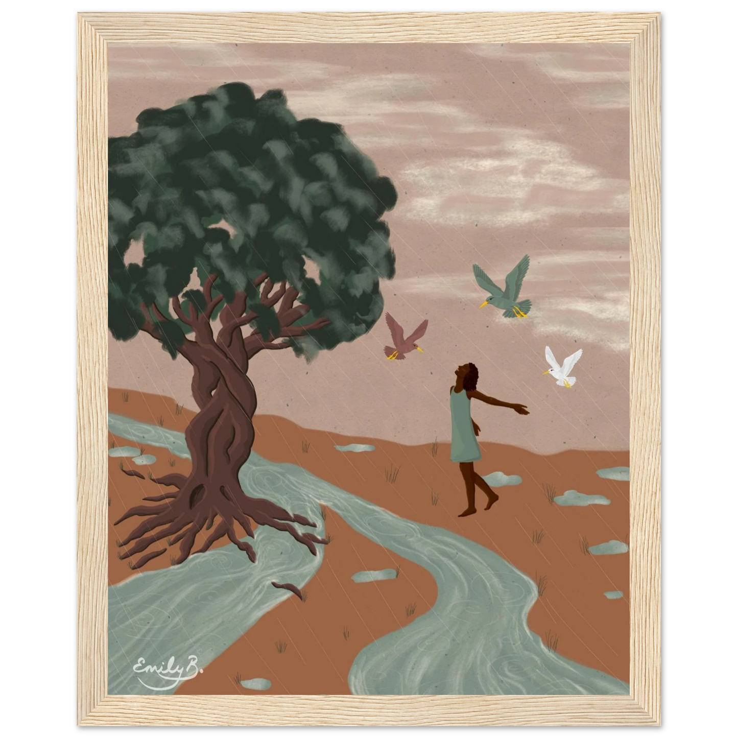 Dancing Birds framed art print by Emily B. Studio
