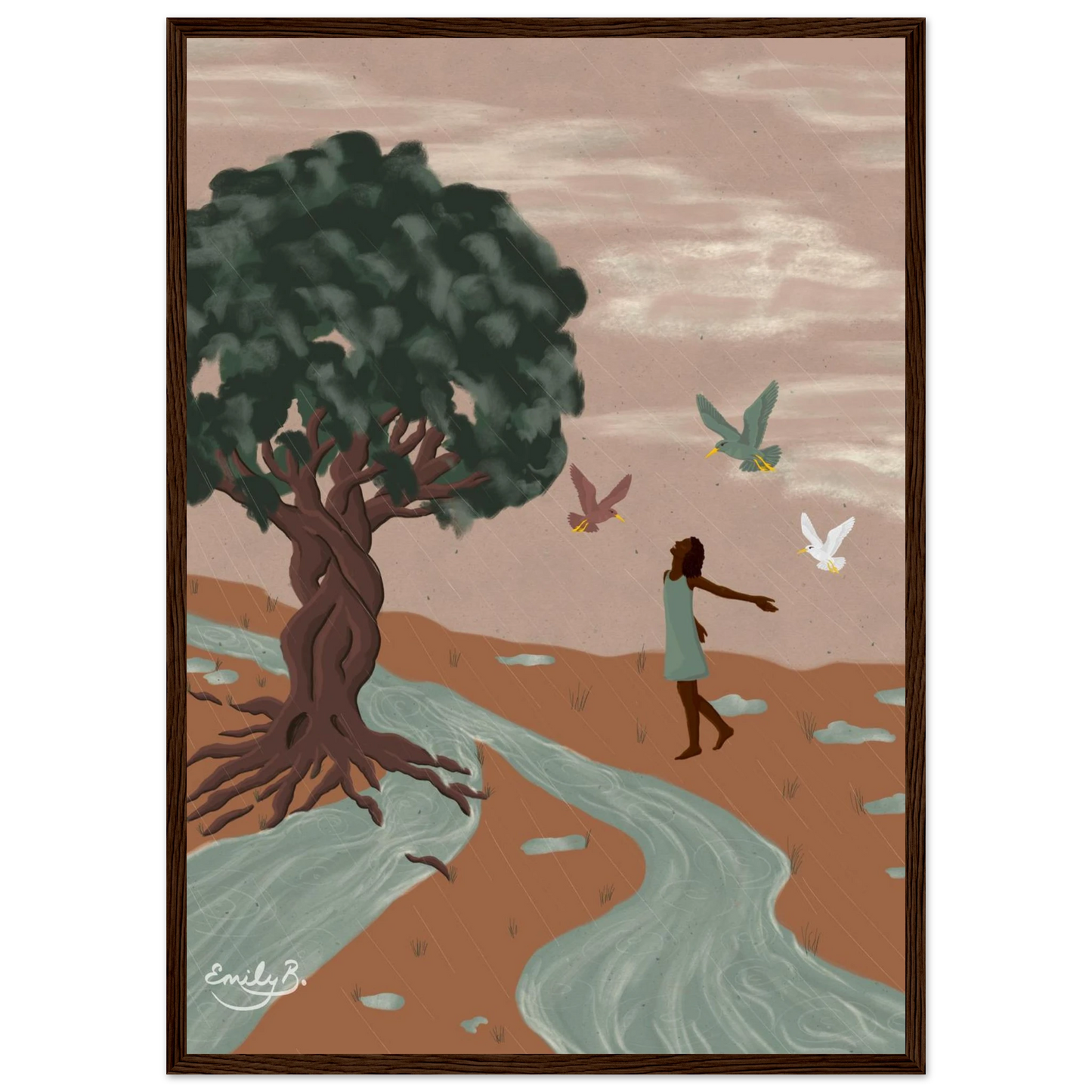Framed wall art print from the Kindred Creatures illustration series