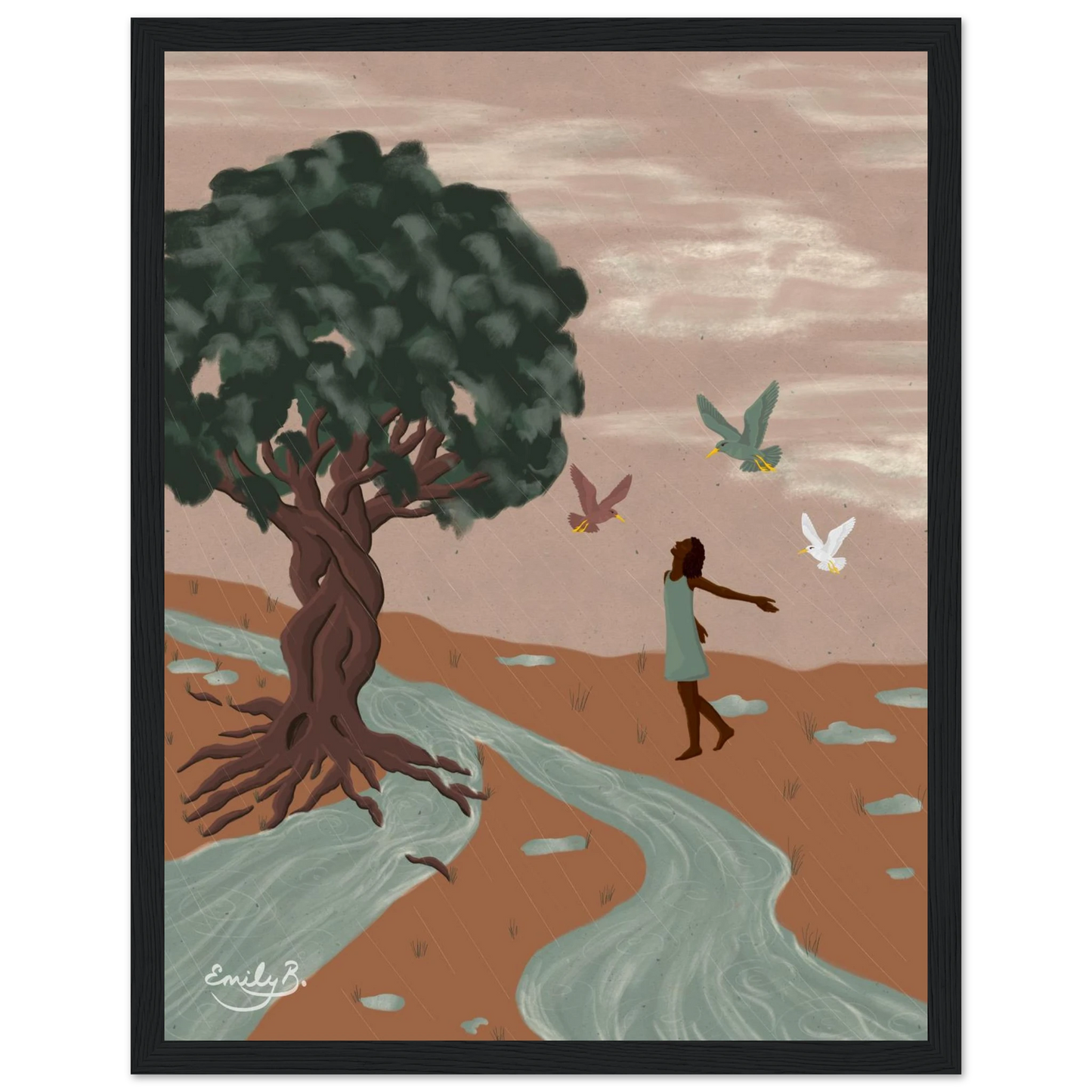 Framed Dancing Birds artwork from the Kindred Creatures collection