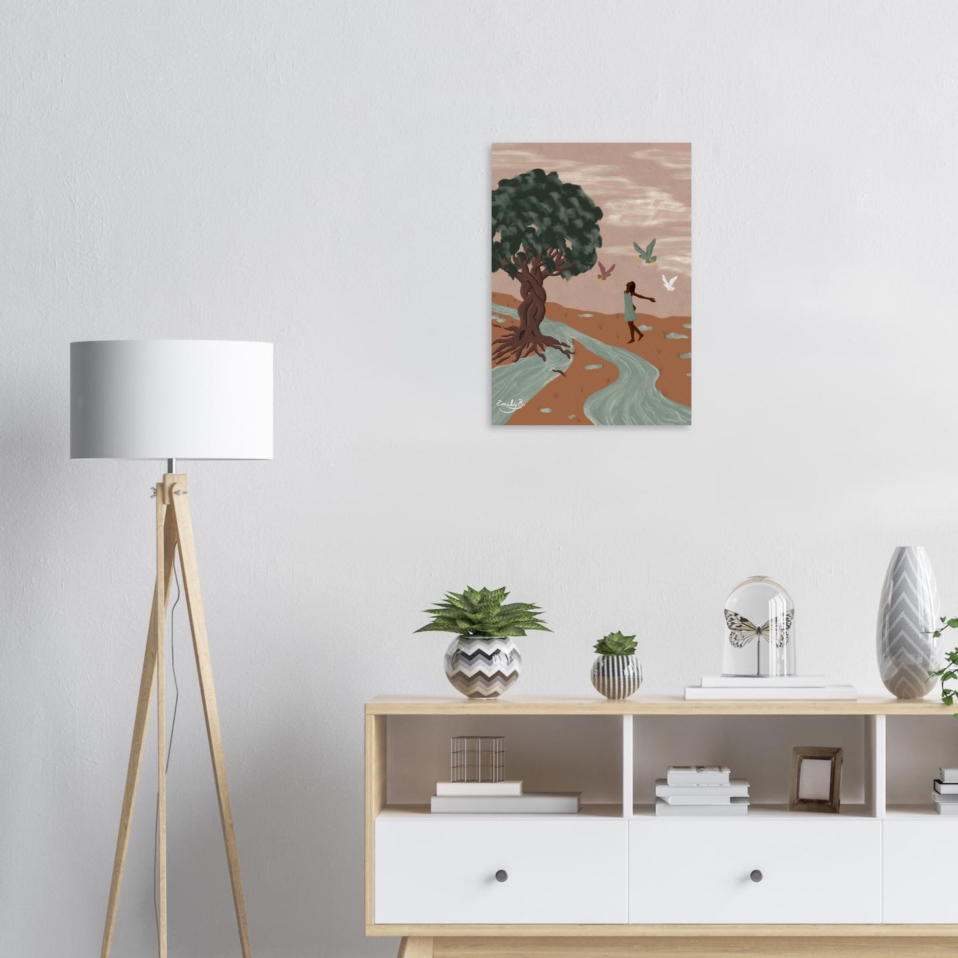 Modern illustrated art print celebrating movement, nature, and connection through dance