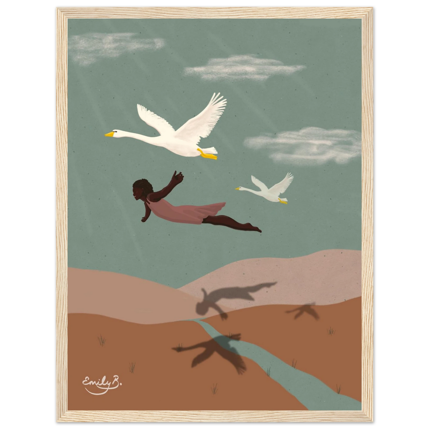 Flying With Swans framed art print by Emily B. Studio
