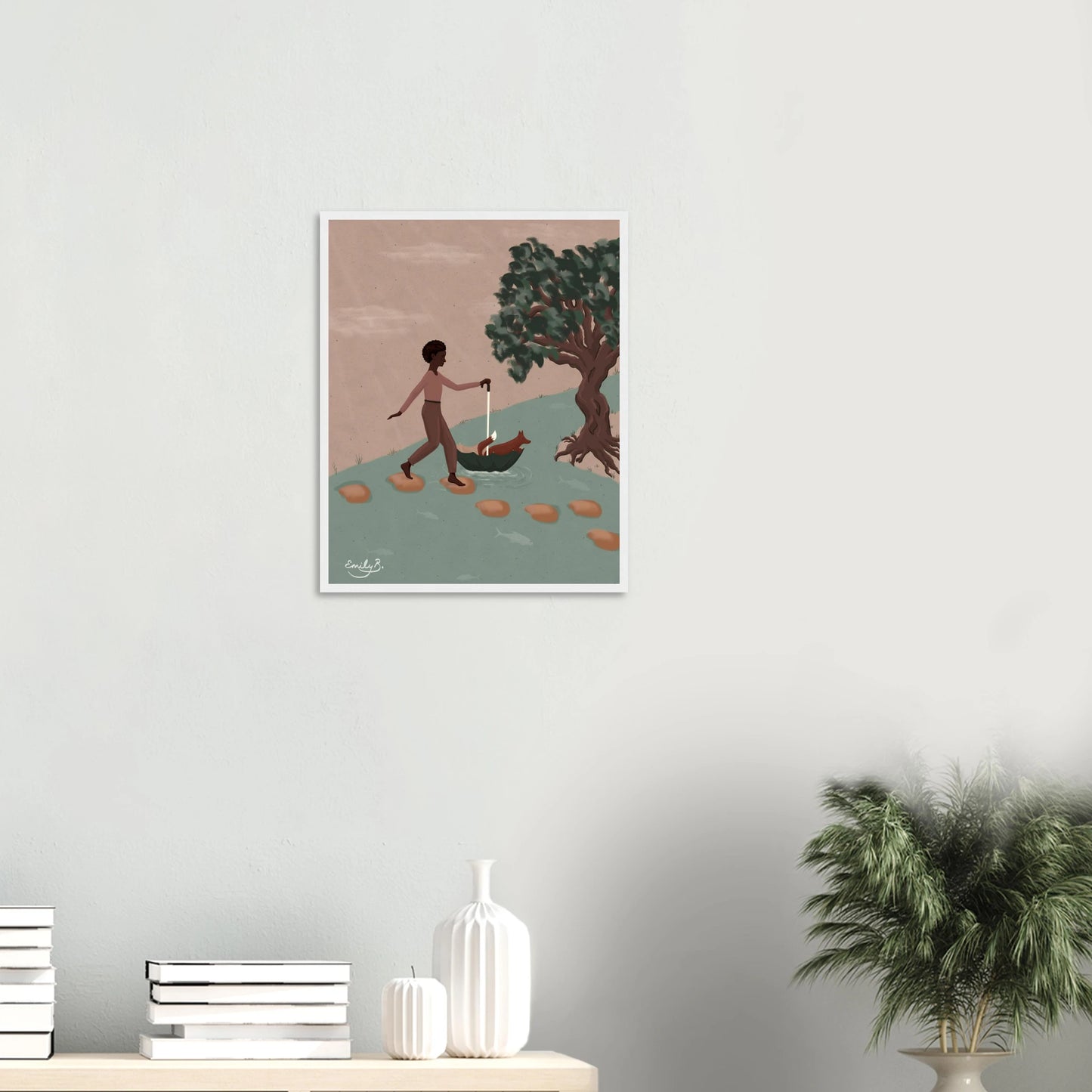 Fox and Friend framed wall art styled in a creative space