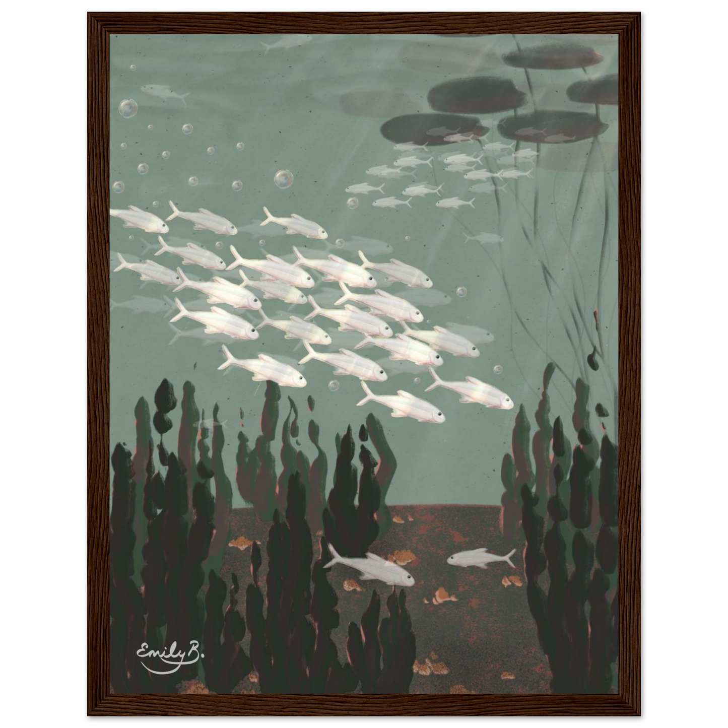 Just the Fish framed art print capturing an underwater nature scene