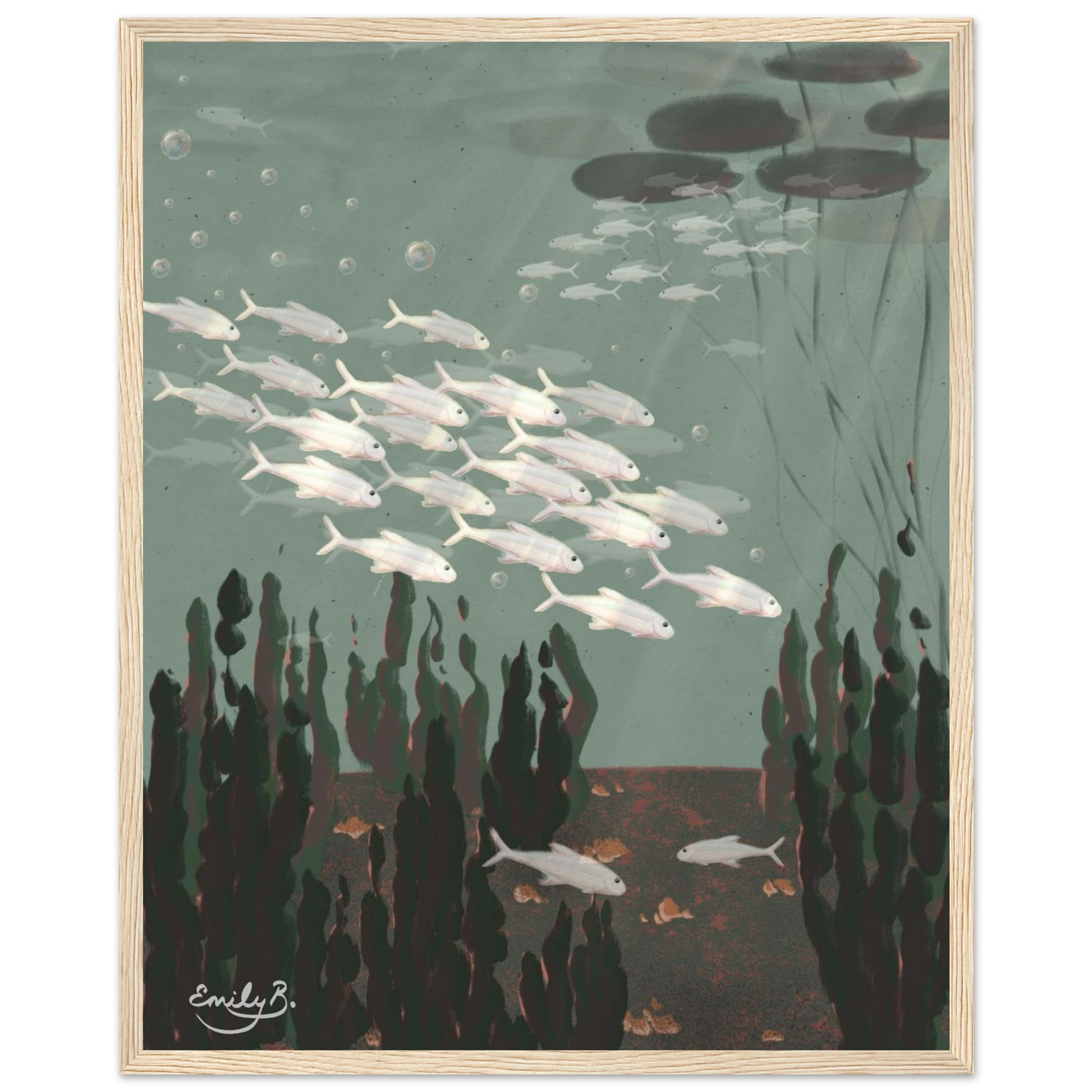 Just the Fish framed artwork showing sun rays passing through water