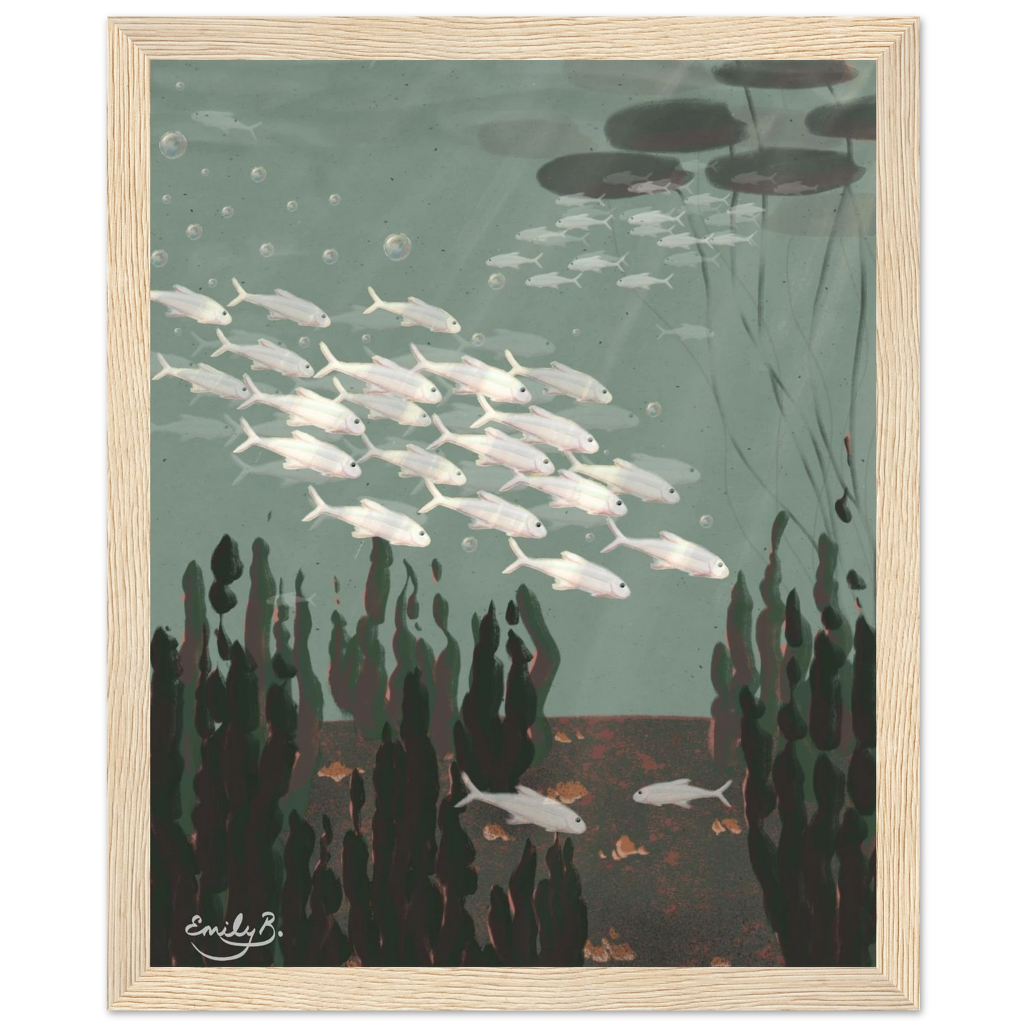 Just the Fish framed artwork showing light filtering through water