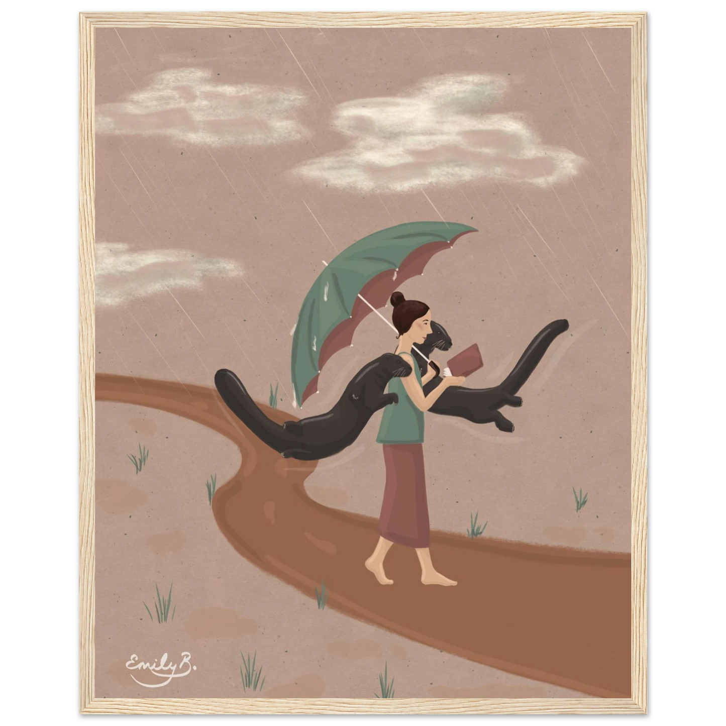 Kindred Creatures Reading Otters framed wall art for book lovers