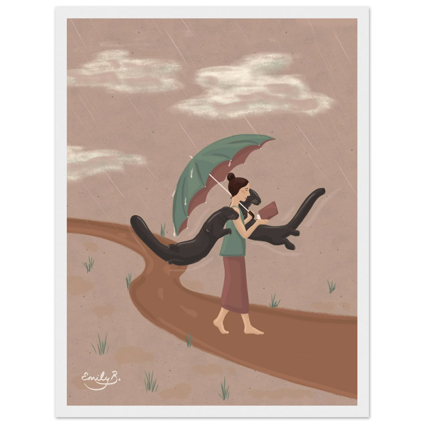 Kindred Creatures Reading Otters framed wall art for book lovers