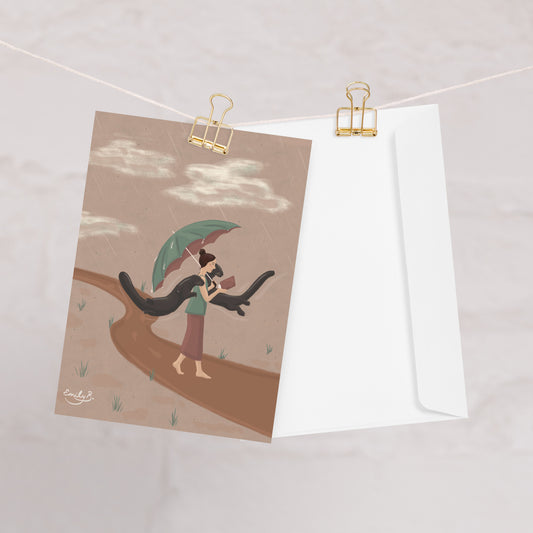 Reading Otters illustrated greeting card by Emily B.Studio