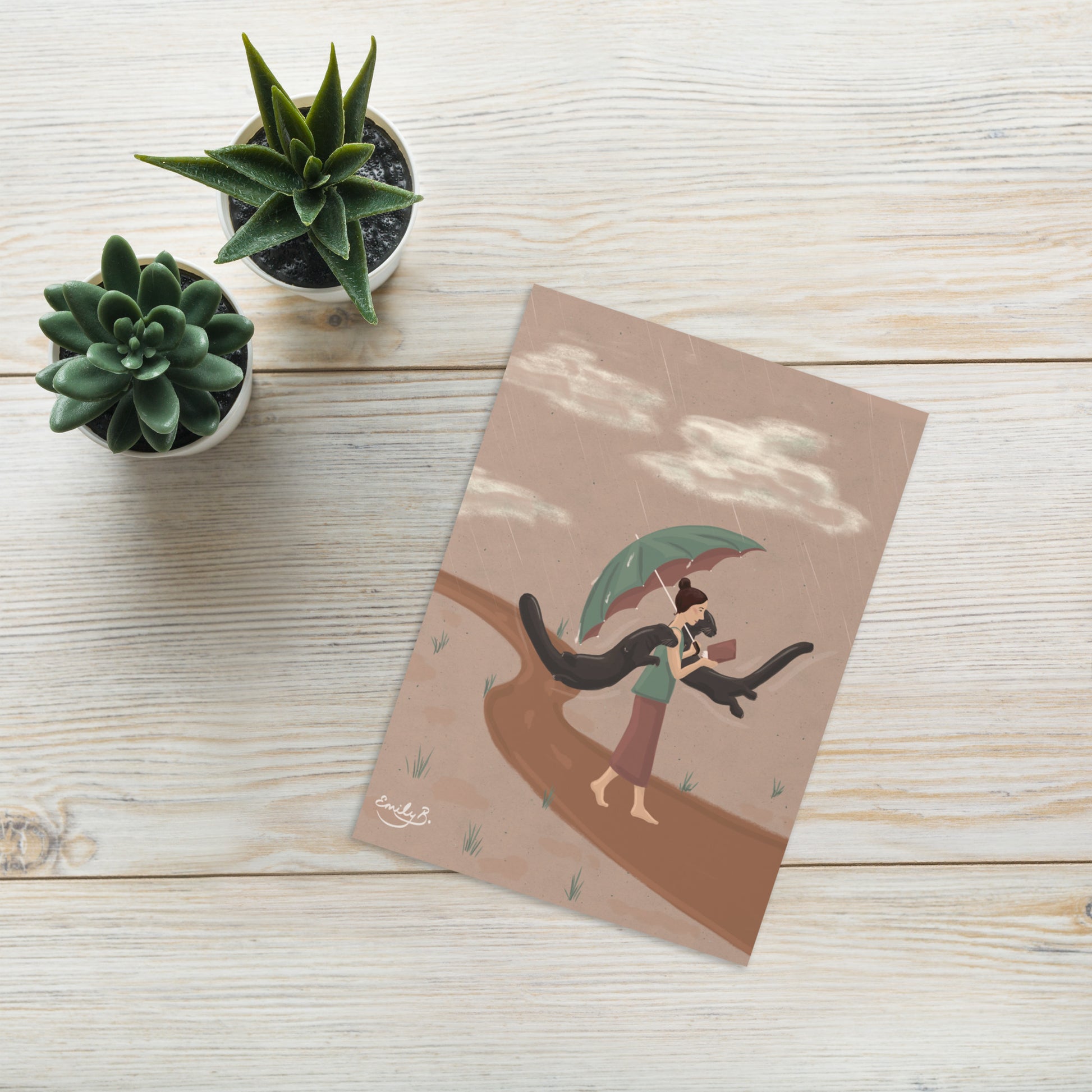 Whimsical otter illustration card, perfect for sending or framing