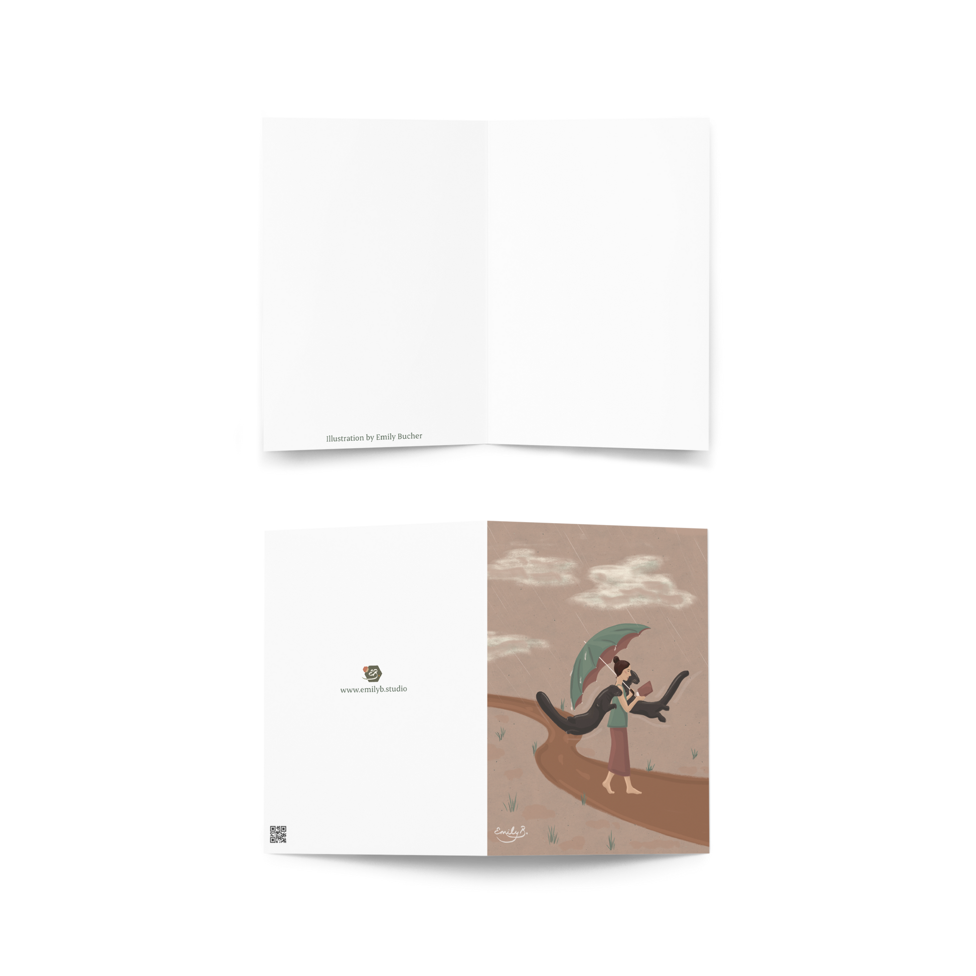 Illustrated stationery card with blank inside for personal messages