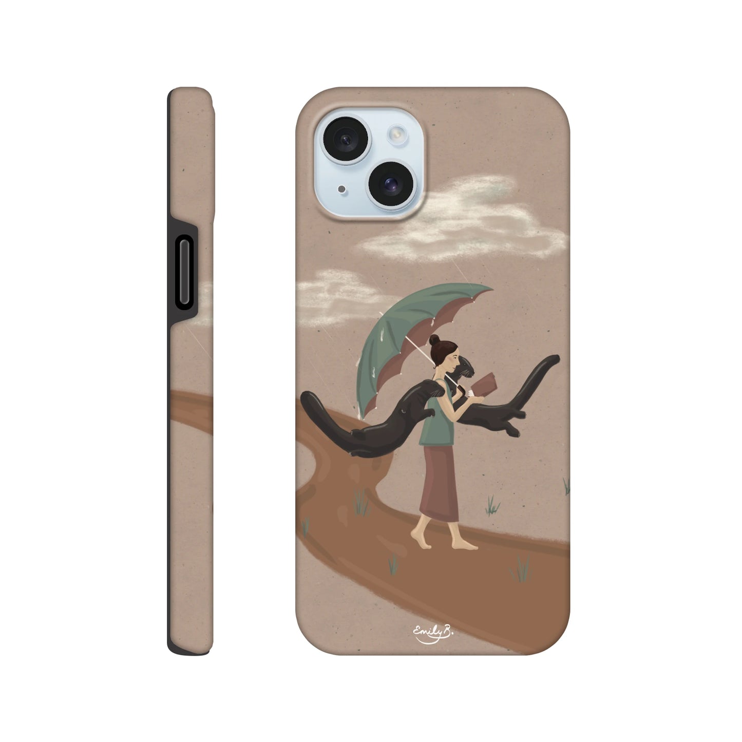 Illustrated iPhone case with wraparound printed artwork