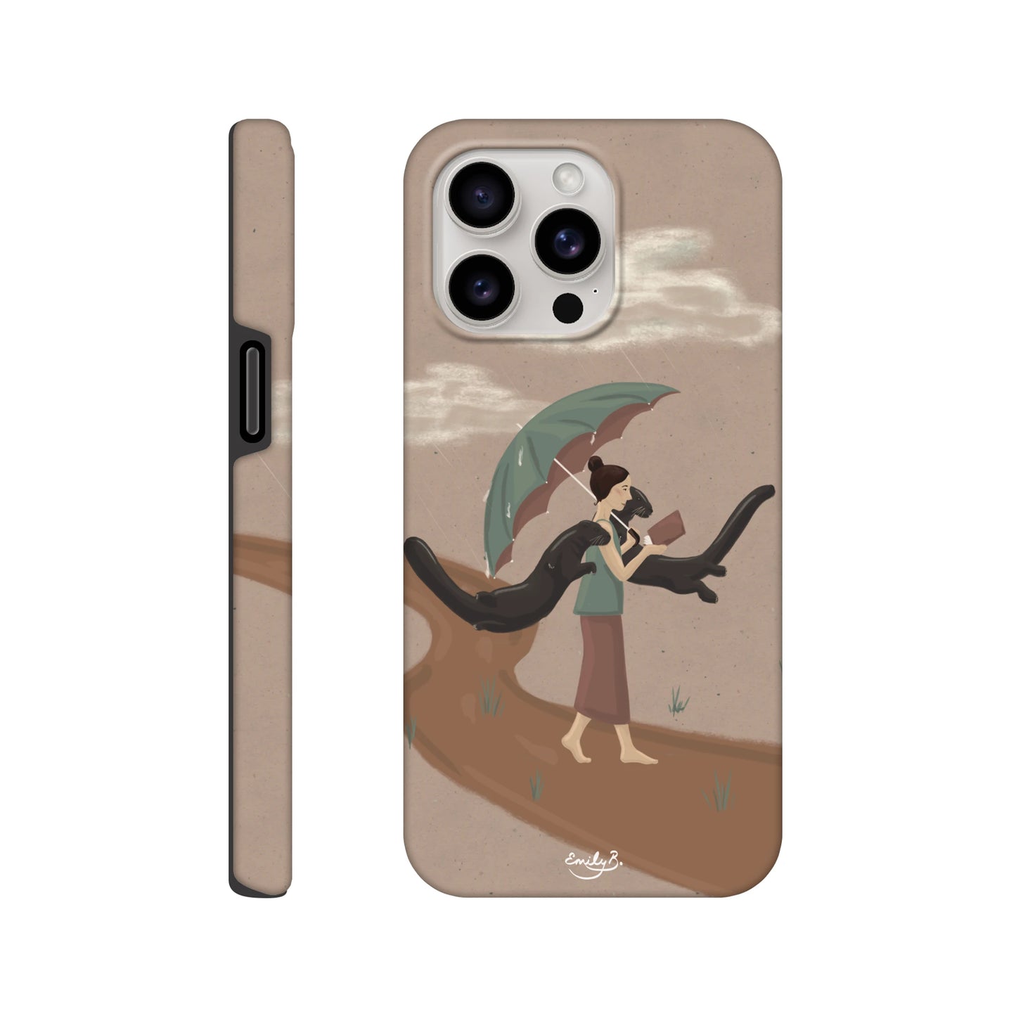Illustrated iPhone case with wraparound printed artwork