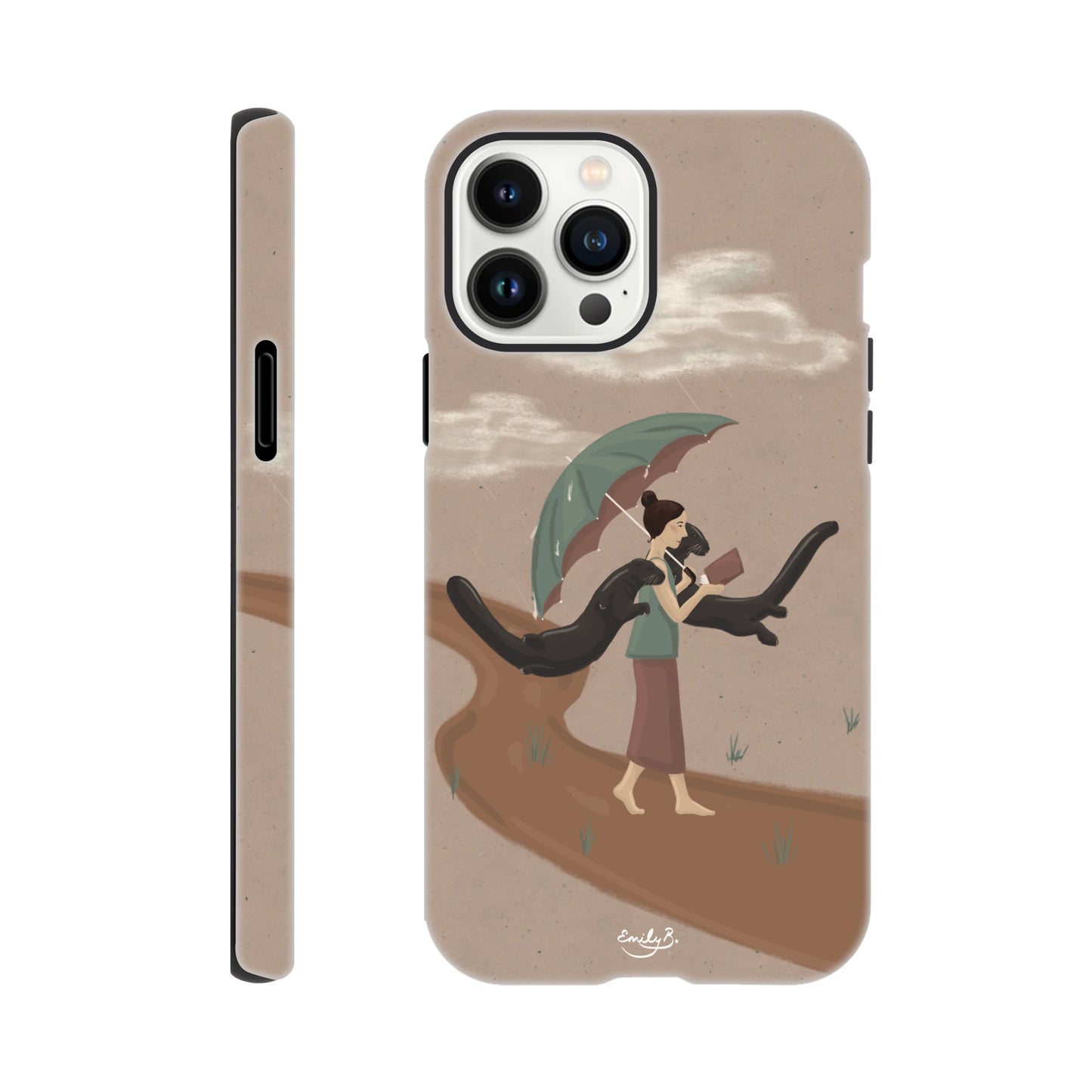 Illustrated iPhone case with wraparound printed artwork