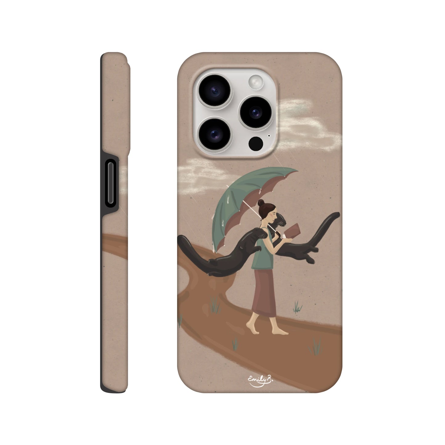 Illustrated iPhone case with wraparound printed artwork