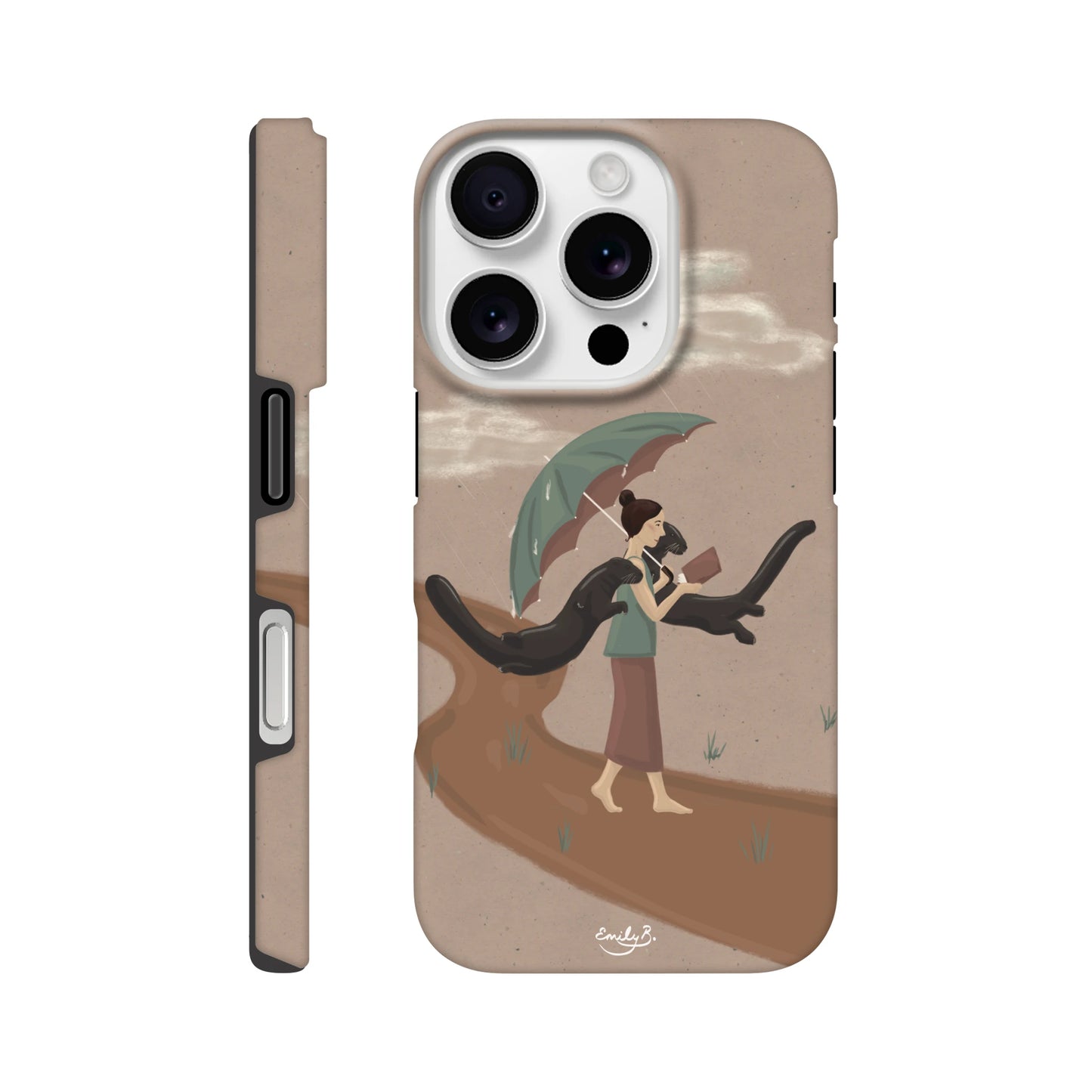 Illustrated iPhone case with wraparound printed artwork