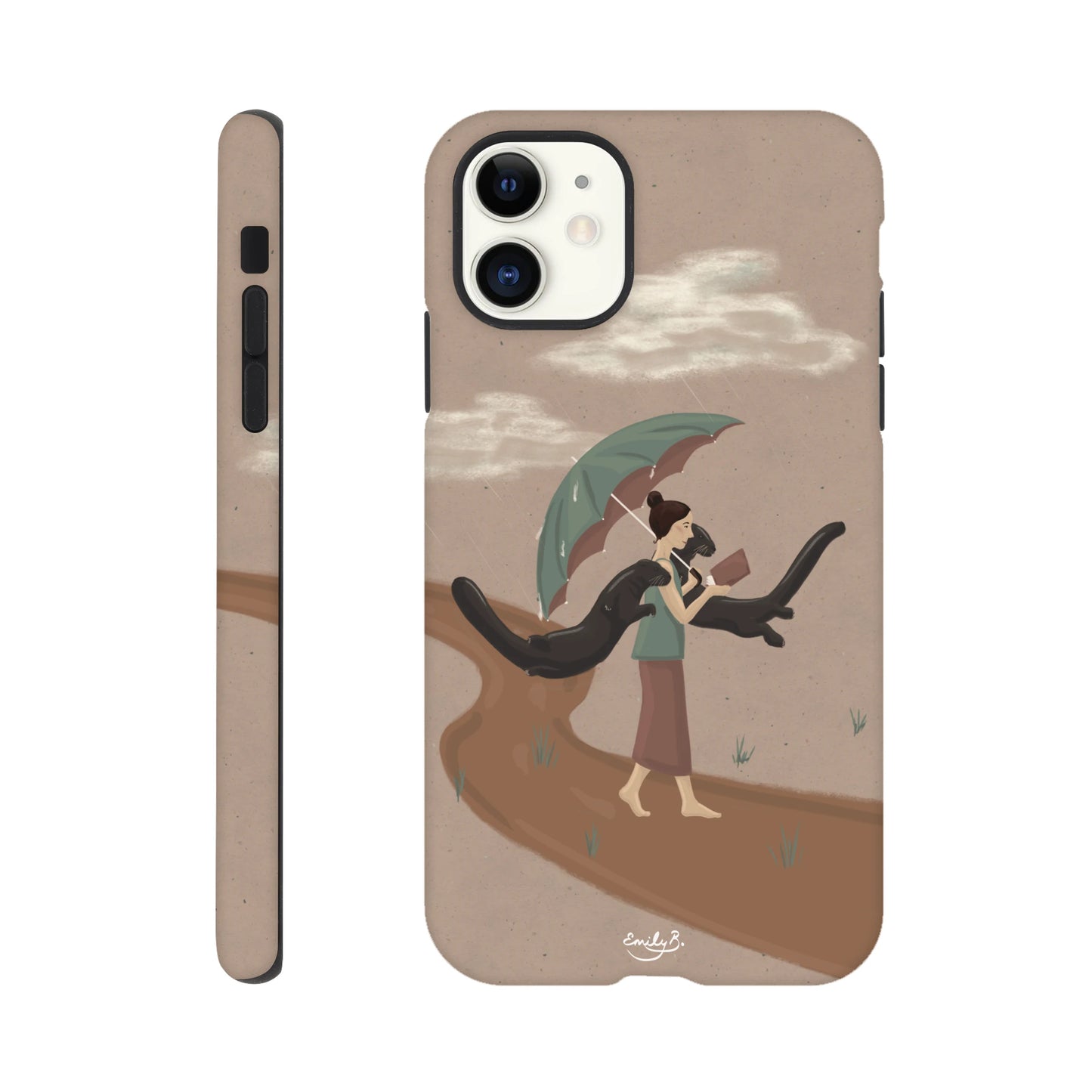 Illustrated iPhone case with wraparound printed artwork