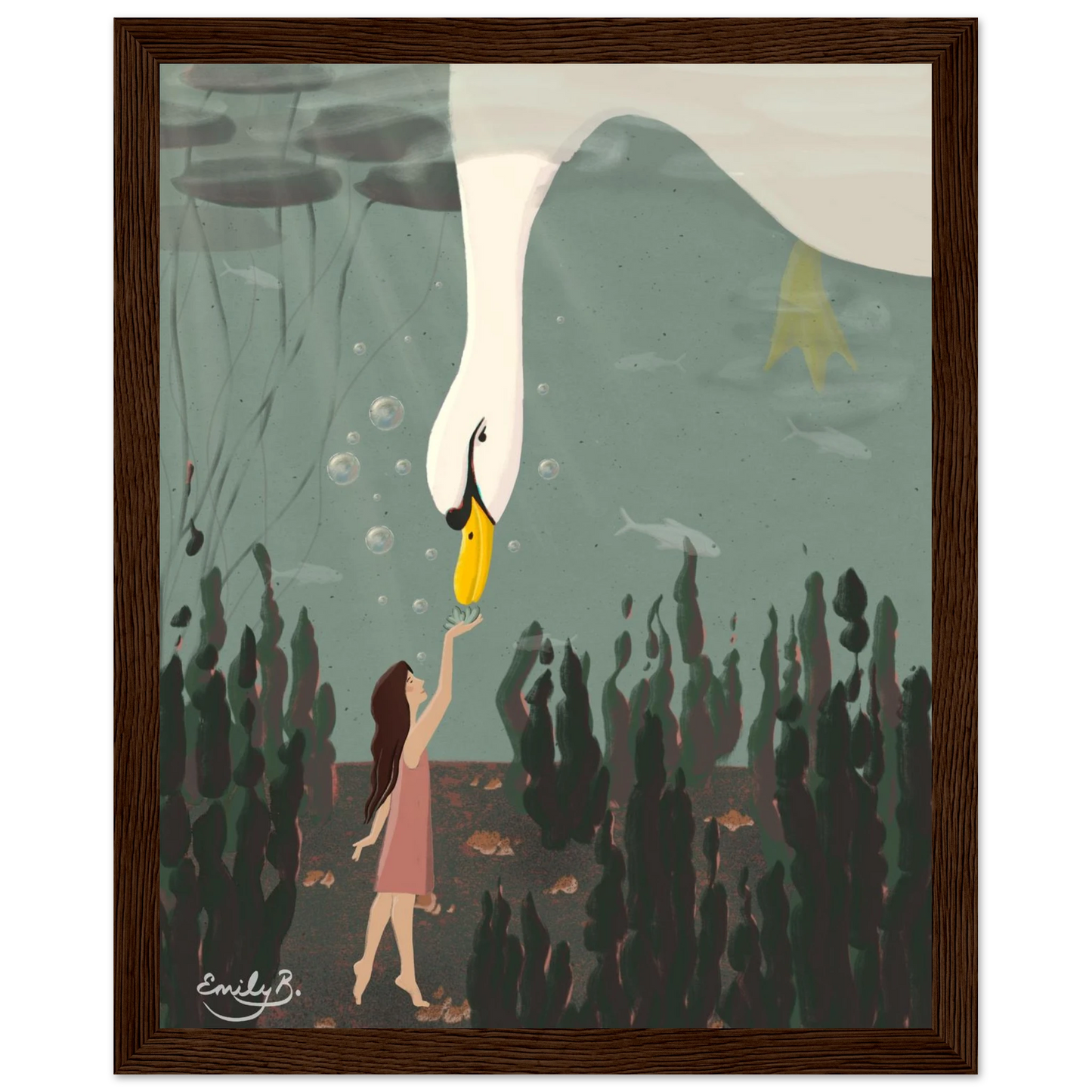 Emily Bucher framed art print of Swan Underwater for home gallery wall