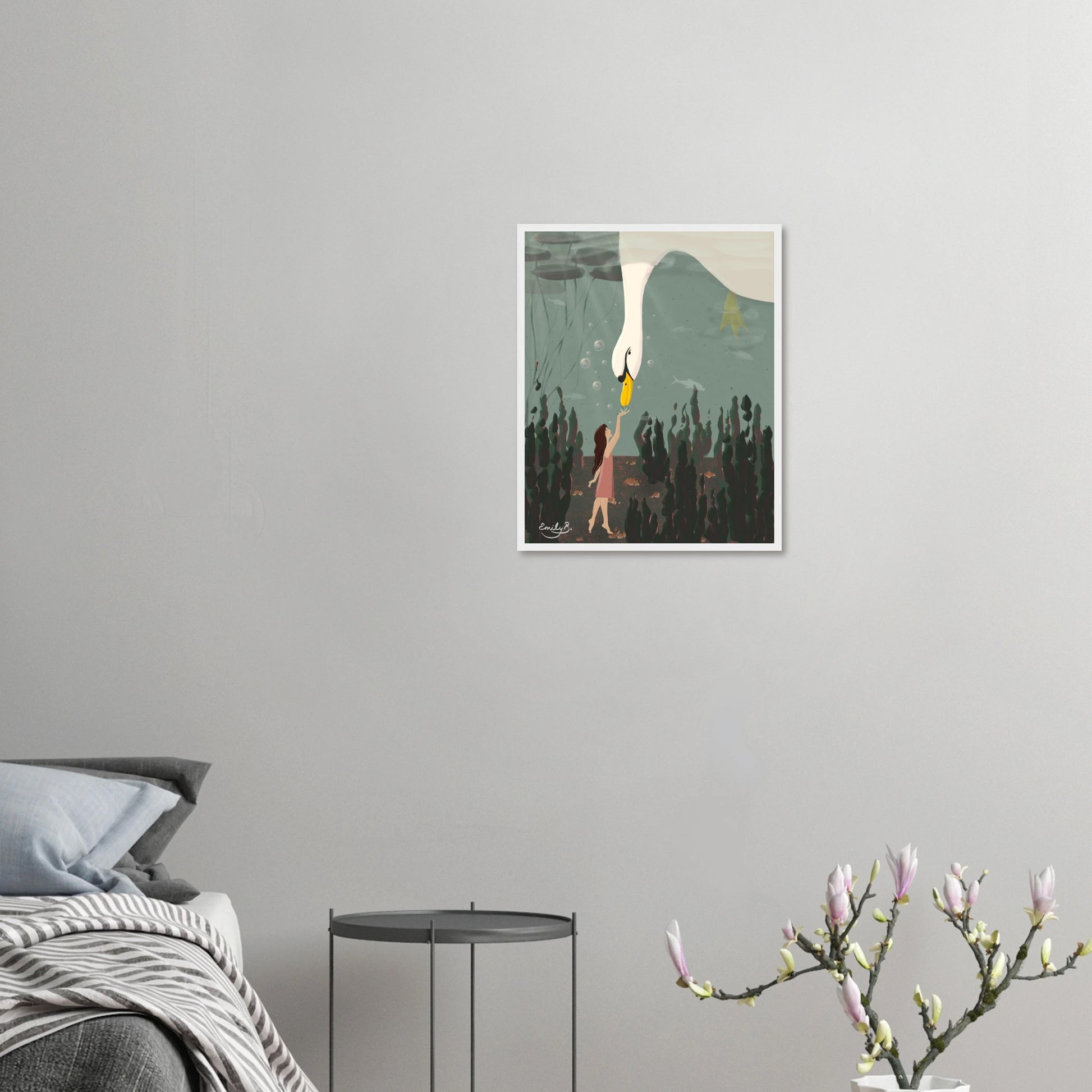 Framed illustration wall art by Emily Bucher of a surreal underwater scene