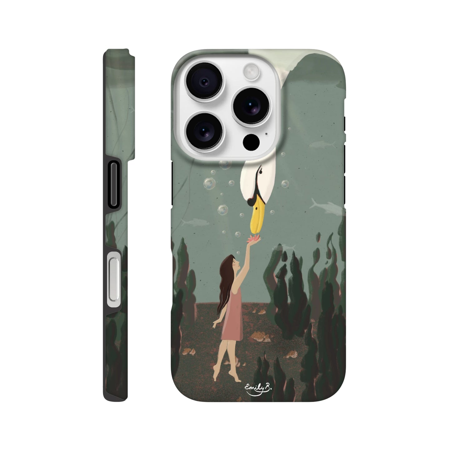 Swan artwork phone case with wraparound print