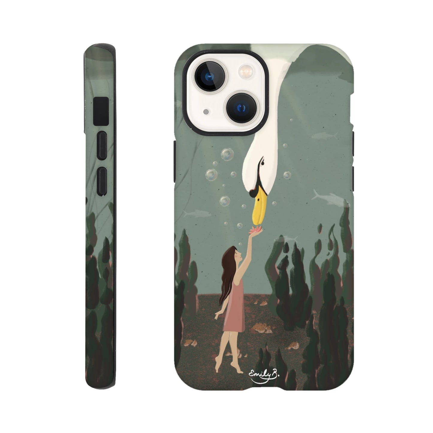 Swan Underwater illustrated iPhone tough case by Emily B.Studio