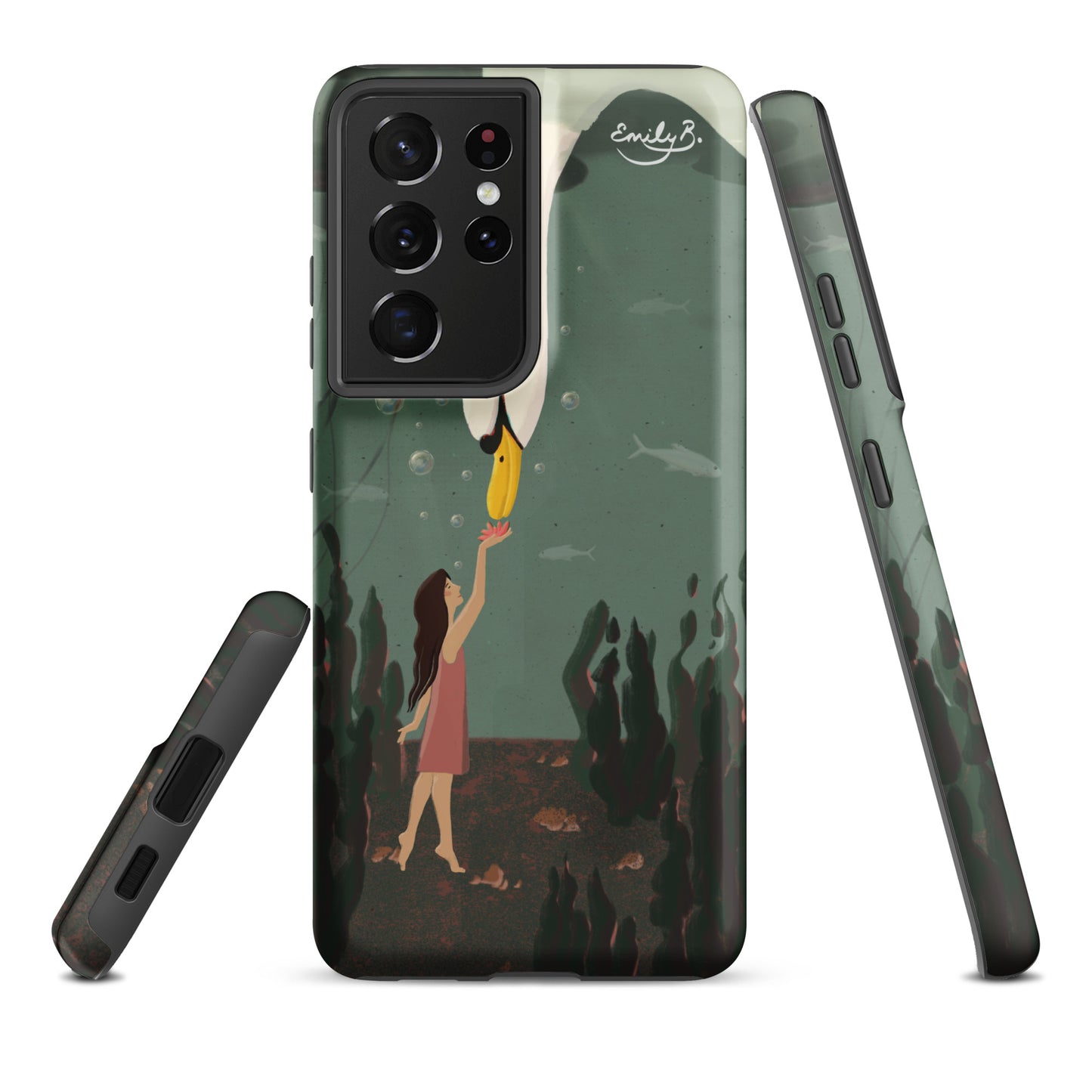 Artistic swan illustration phone case for Samsung by Emily B. Studio