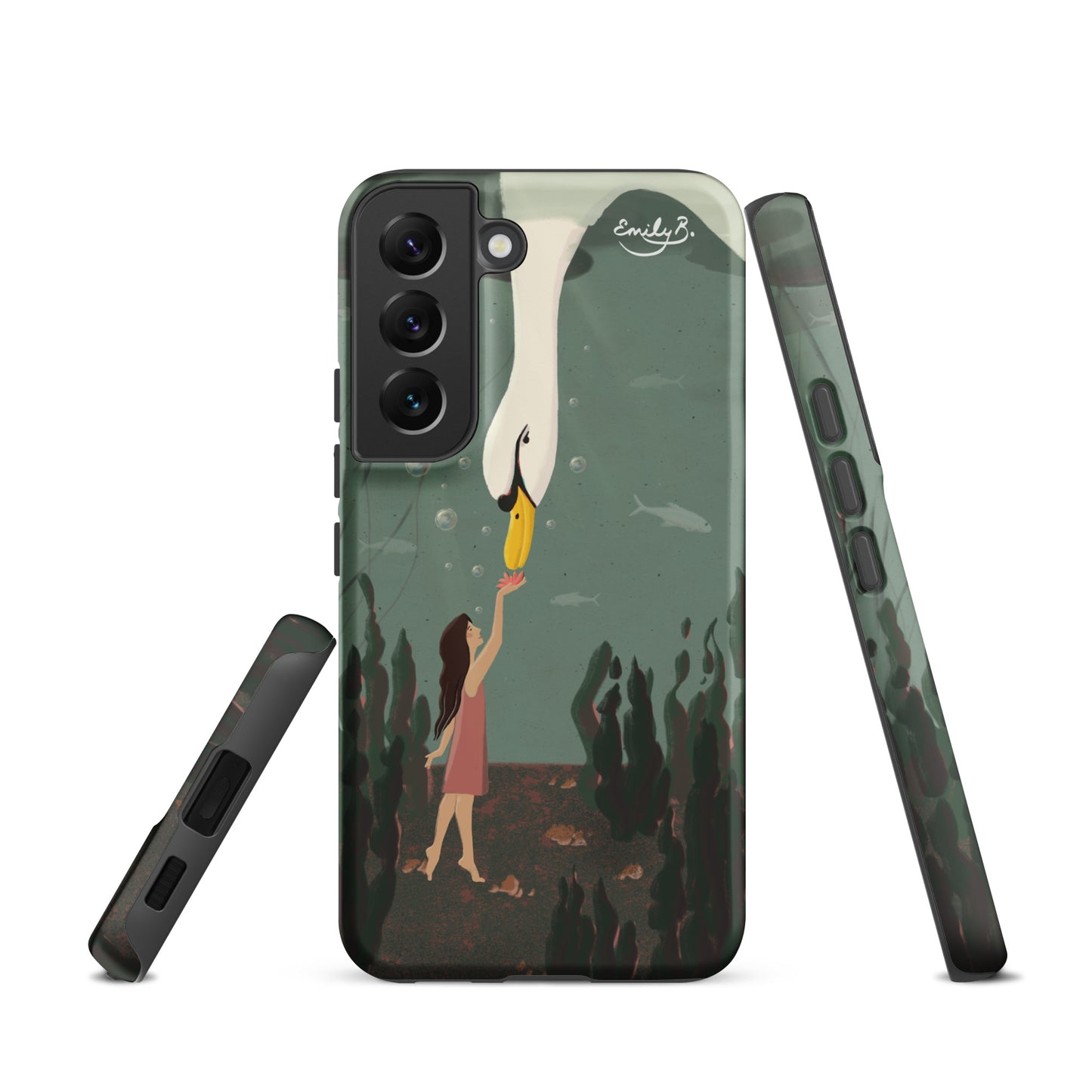 Artistic swan illustration phone case for Samsung by Emily B. Studio